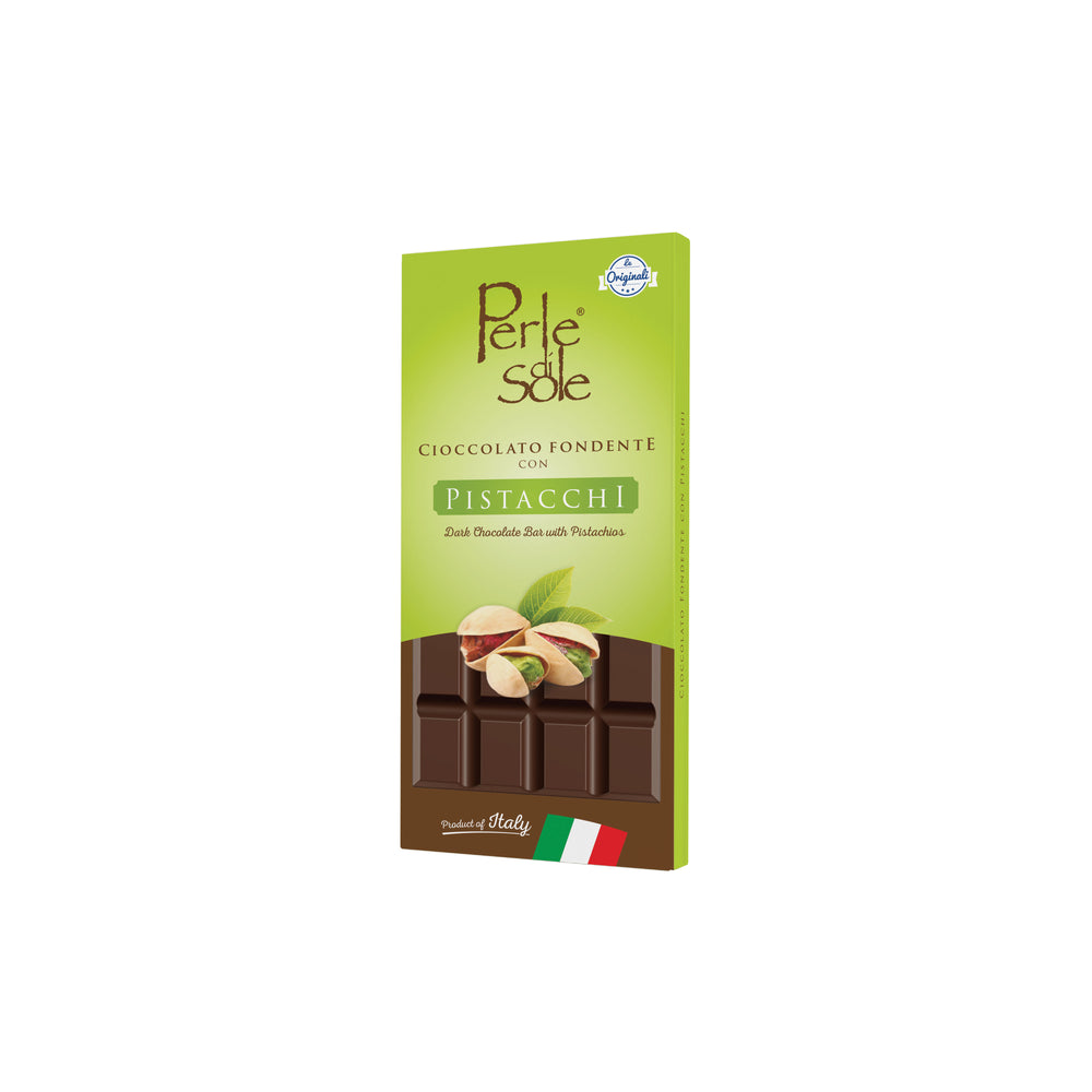 Extra dark chocolate bar with pistachios